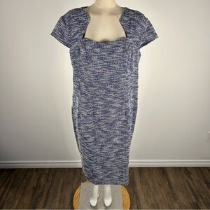 Grace Karin Womens Blue/White Tweed Knee-Length Semi Formal Casual Dress XXL